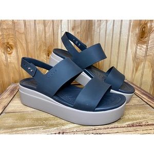 Crocs Brooklyn Low Wedge Sandals Women’s Size 10 Black